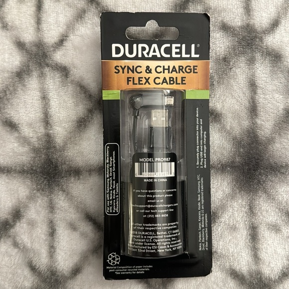 NEW Duracell Sync & Charge Flex Cable - for use with Mocro USB Devices - Picture 2 of 3